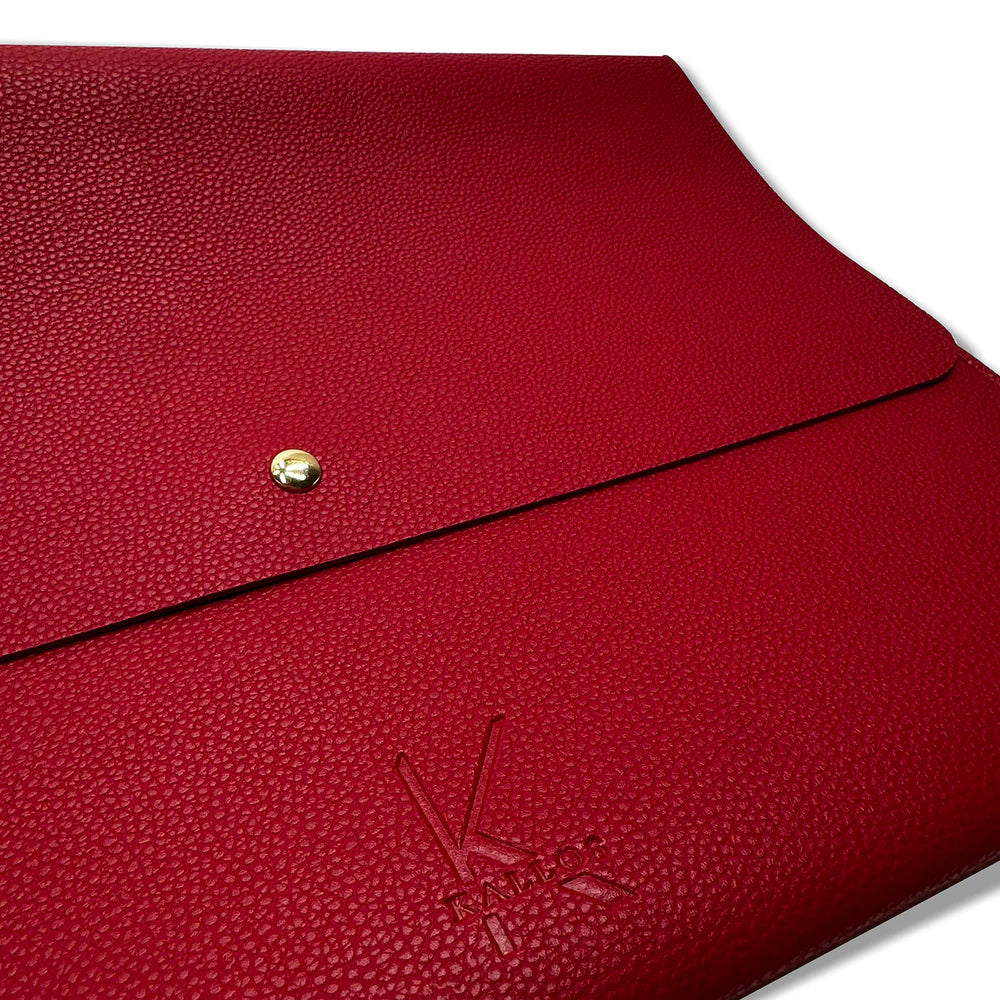 Rdeča etui torbica A4 iz eko usnja z metalnim zapiranjem