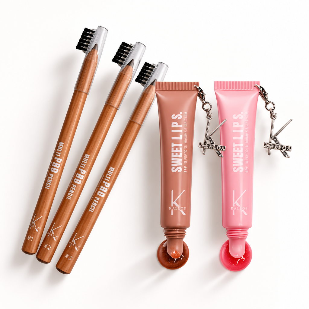 LAV Lip Combo – KALLOS Multi Pro Pencil v treh odtenkih in Sweet Lips sijaj Pink Melon ter Choco Nude